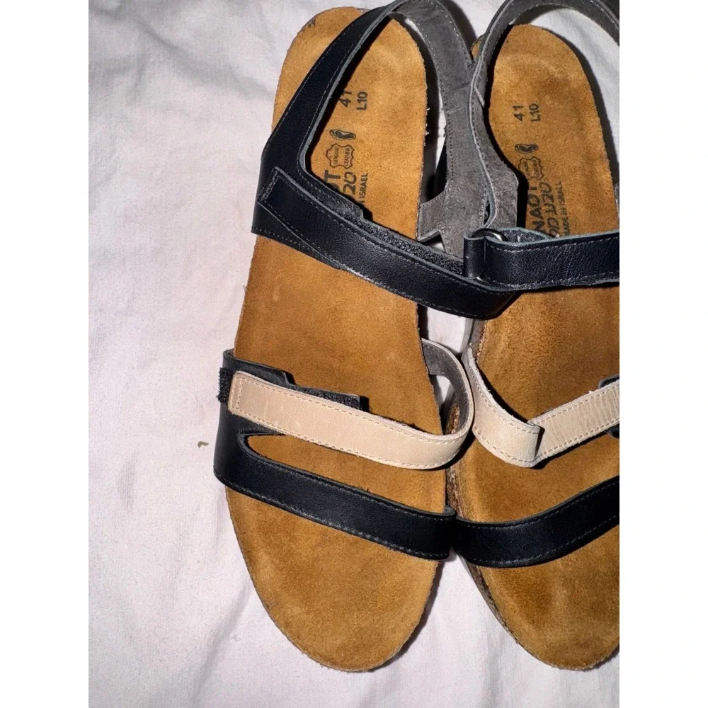 Naot Canaan black and cream wedge sandals size Euro 41 - US 10‎